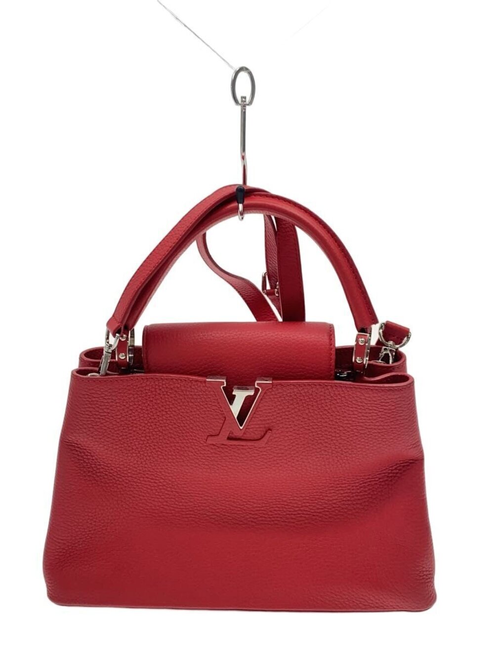 LOUIS VUITTON Capucines Damier Vernis Cowhide RED Solid